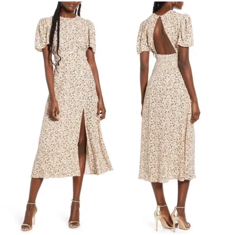 AFRM Jamie print open back short sleeve dress